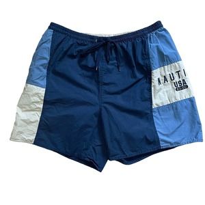Nautica Vintage Blue Colorblock Swim Trunks XL